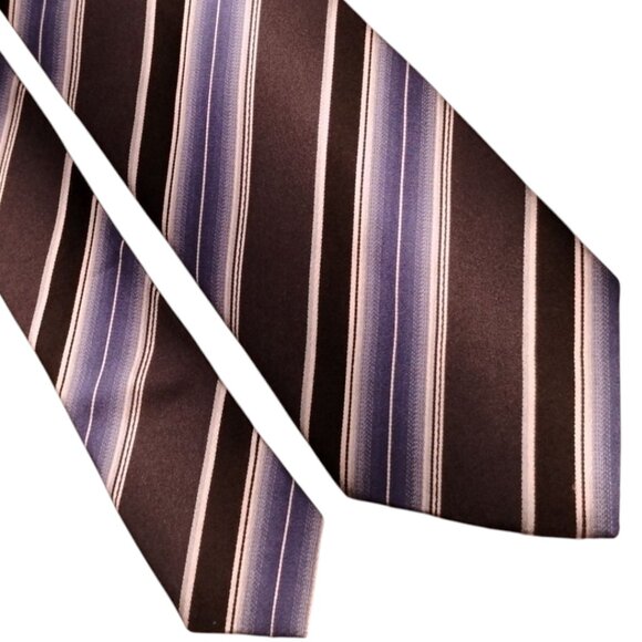 Geoffrey Beene Blue Stiped Mens Silk Neck Tie - Picture 1 of 3
